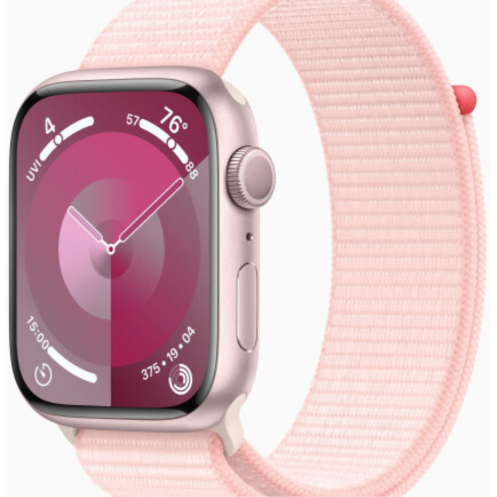 Apple Watch Series 9 GPS 45mm Pink Aluminum Case with Light Pink Sport Loop (MR9J3)